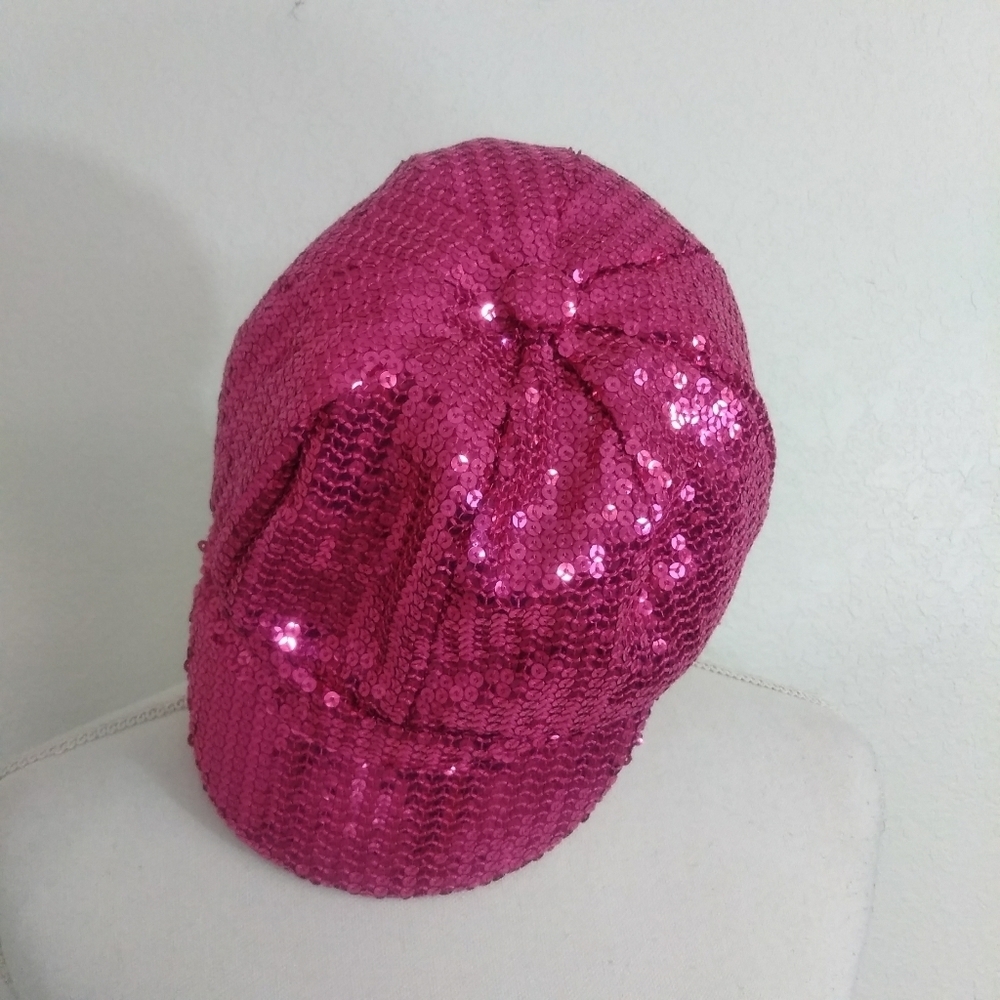 Disney Parks Mickey Minnie Mouse Sequin Embellished Pink Gold Ornate Cap Hat